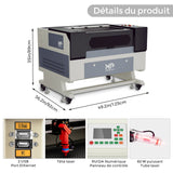 Monport 60W Machine à graver laser CO2 & Cutter (700 x 500mm) Surface de gravure avec autofocus