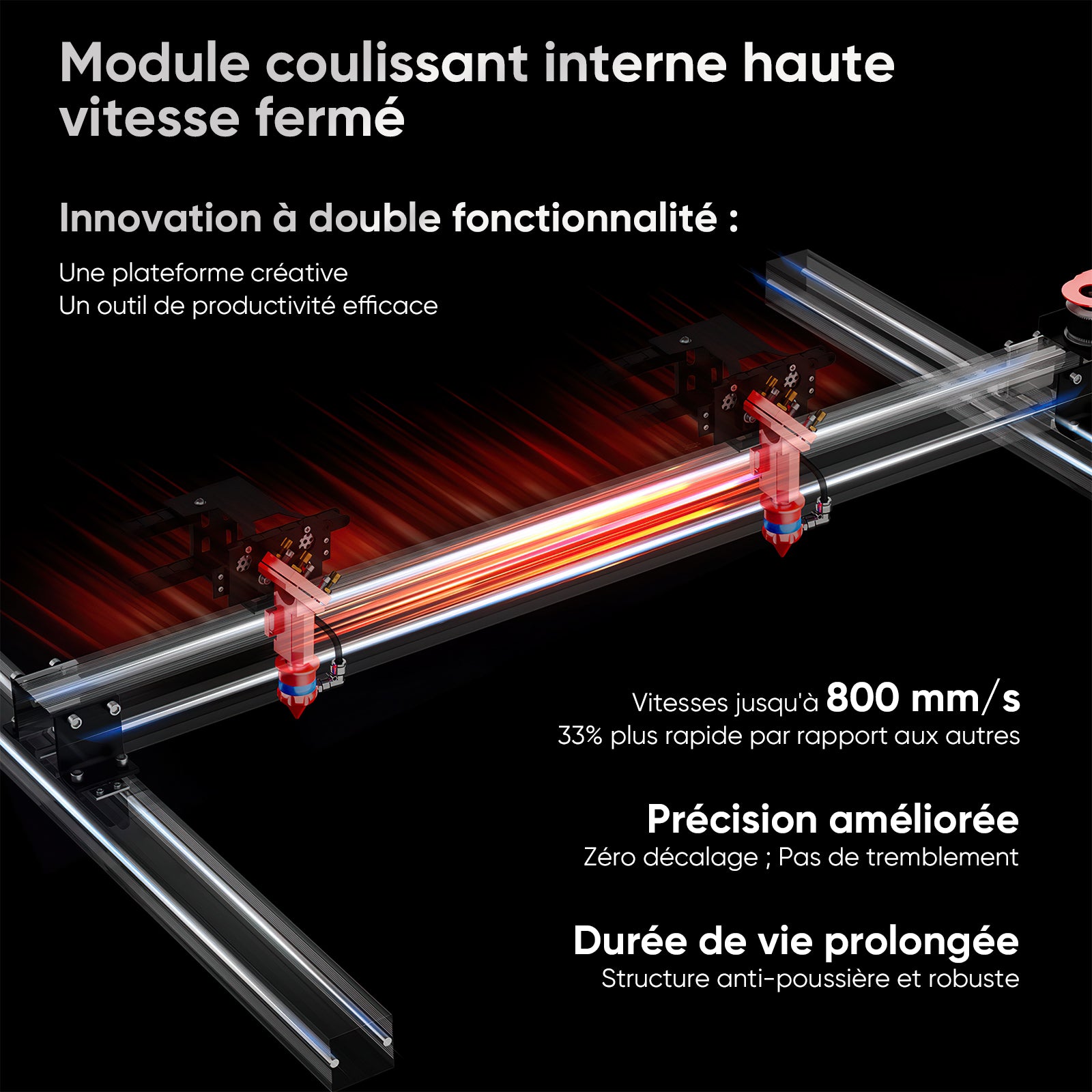 Monport 90W Machine à graver laser CO2 & cutter (500x700mm) avec autofocus et support