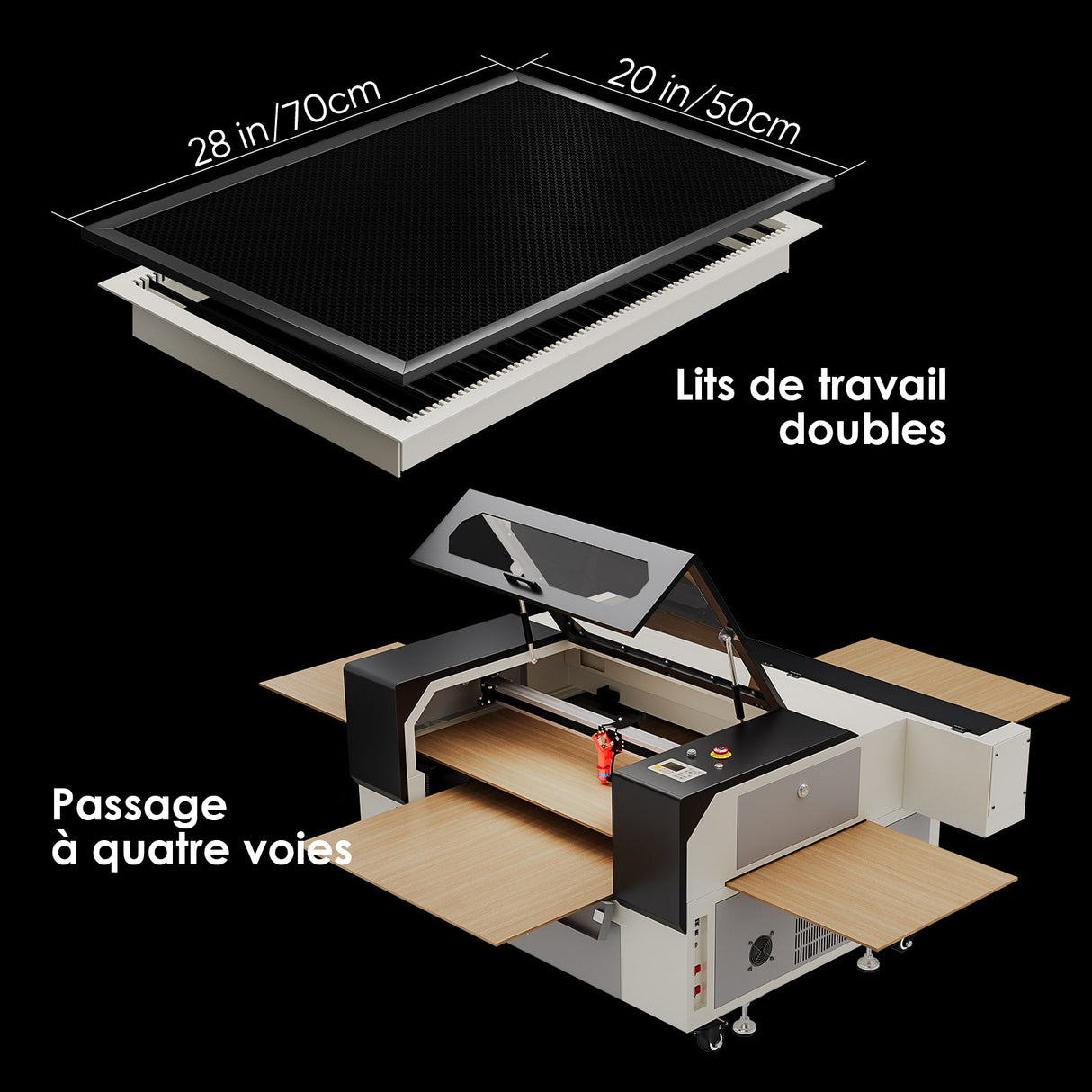 Monport 100W Machine à graver & cutter laser CO2 (500x700mm) avec autofocus