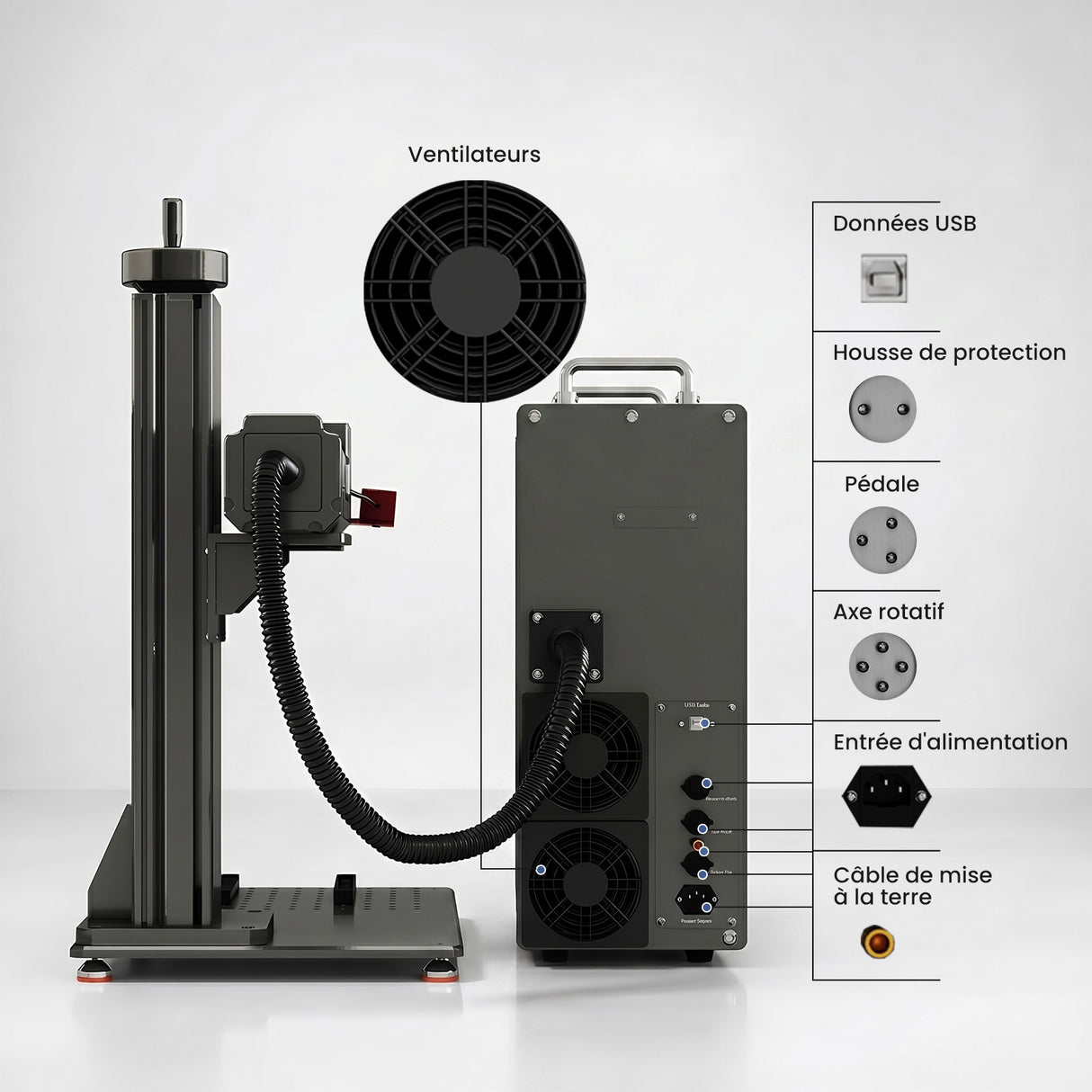 Monport GPro 200W MOPA Machine laser à fibre Vision – Avec système de vision pour un positionnement automatique, une gravure métallique précise et un marquage laser