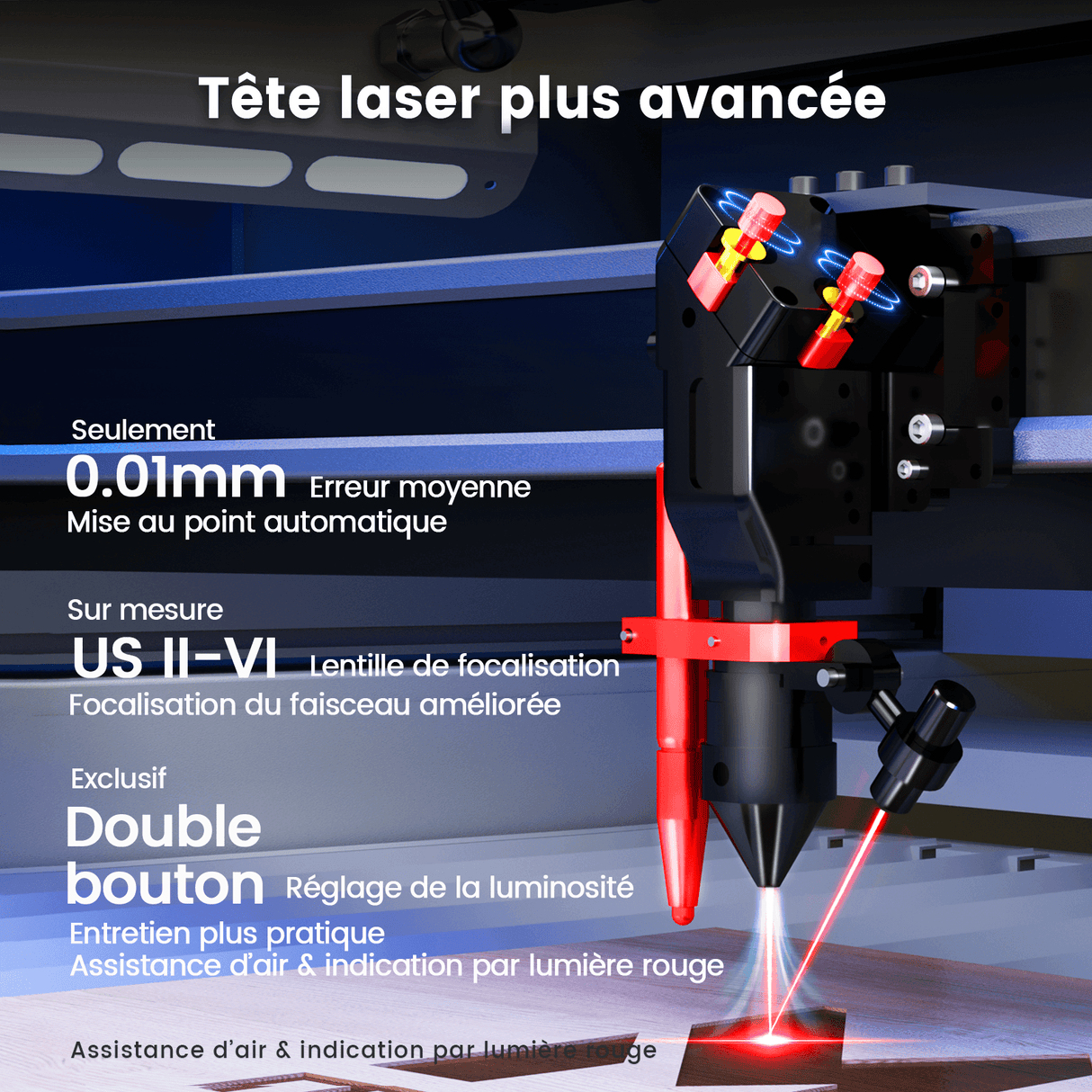 Monport Effi9S Laser CO₂ de gravure et de découpe amélioré 90 W (914 × 610 mm) avec mise au point automatique et refroidisseur d’eau intégré 4,9 (18 avis)