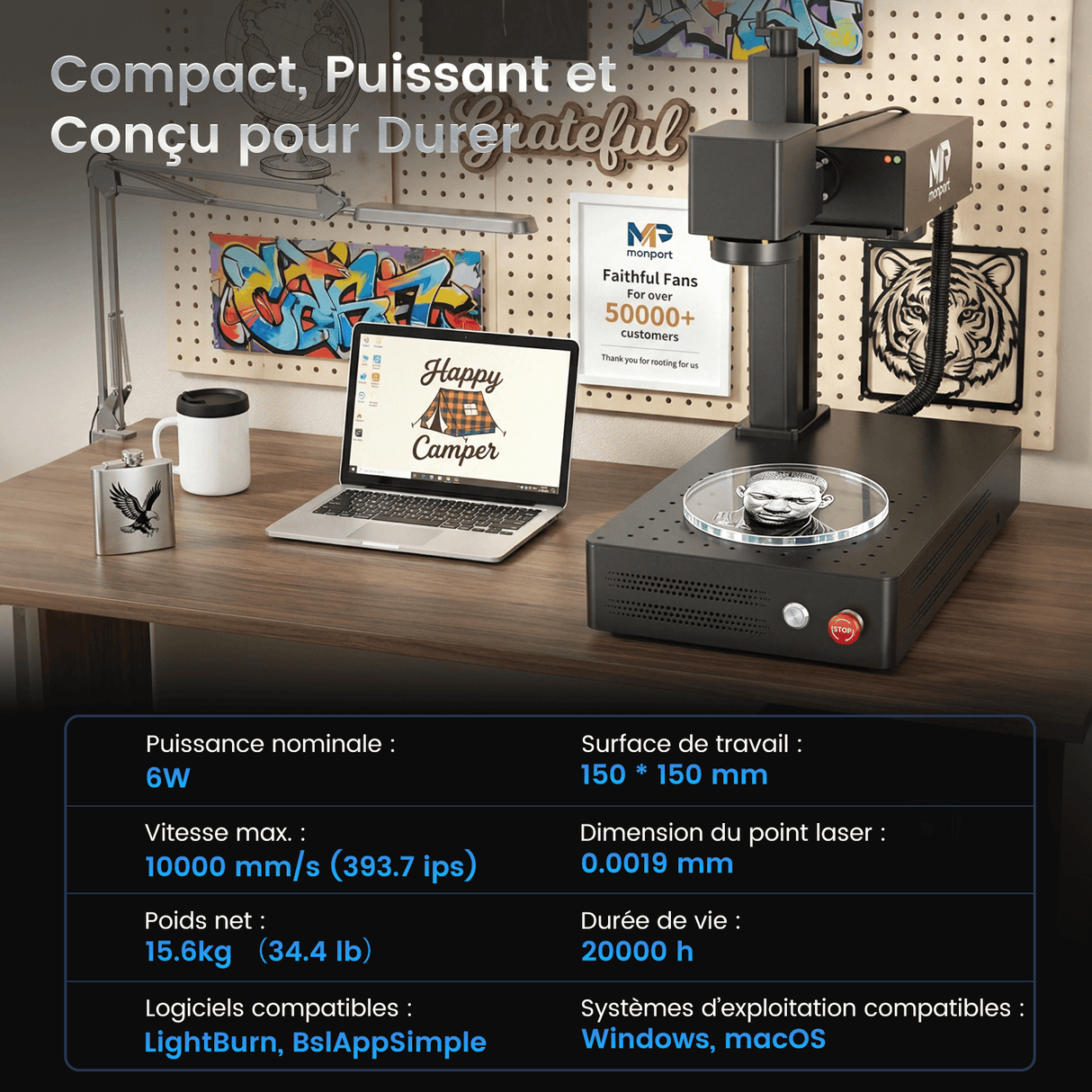 Monport 6W Graveur et Marqueur Laser UV
