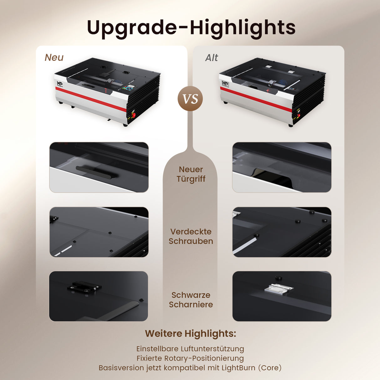 Monport Reno65 Pro Vision 65W – Machine de gravure et de découpe laser CO2 de bureau (24'' x 16'') avec caméra HD 8MP et support de mise au point automatique magnétique