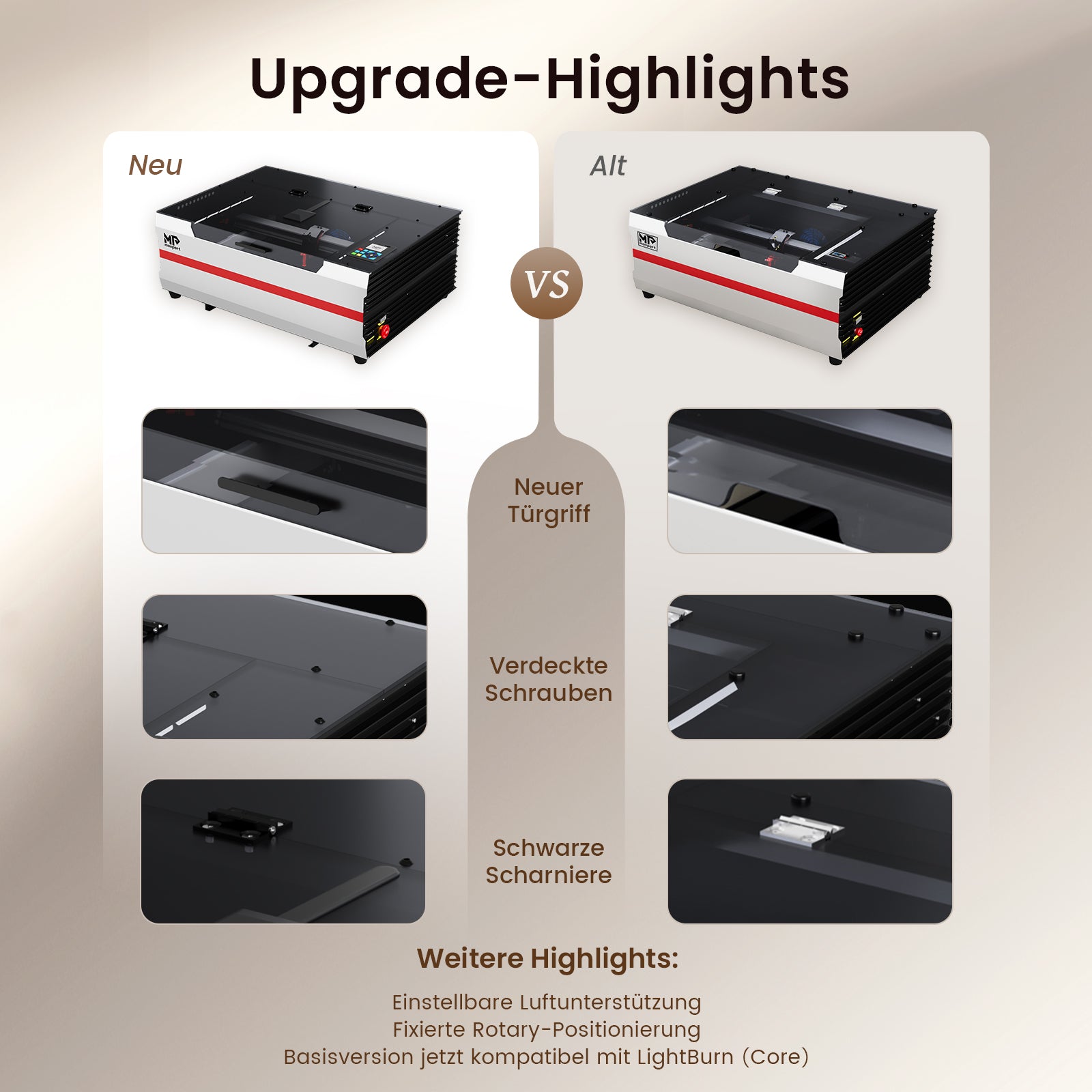 Monport Reno65 Pro Vision 65W – Machine de gravure et de découpe laser CO2 de bureau (24'' x 16'') avec caméra HD 8MP et support de mise au point automatique magnétique