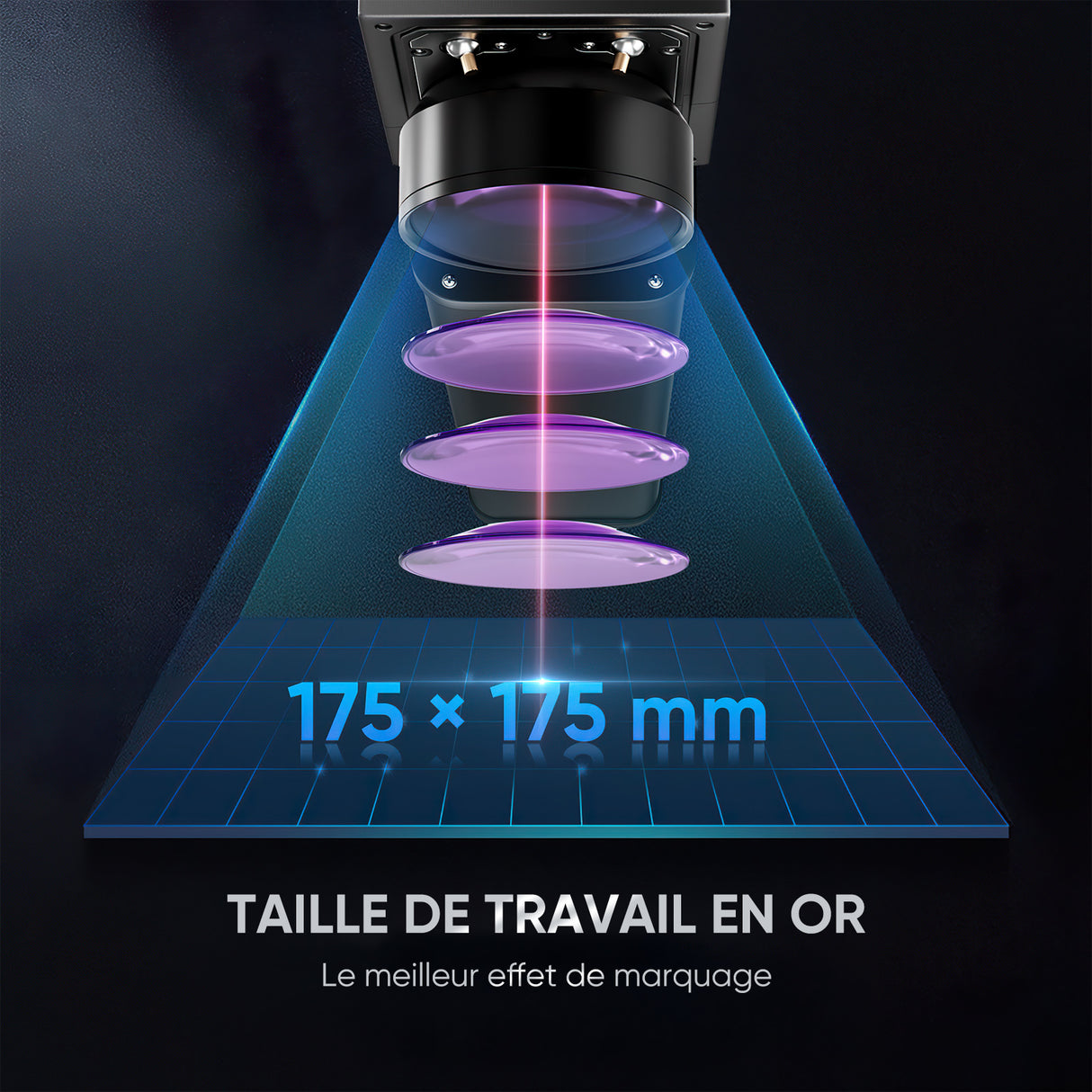 Monport 80W (175 x 175 cm) Graveur & marqueur laser à fibre GPro MOPA avec focalisation manuelle