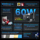 Monport 60W (175 x 175 cm) Machine de marquage et de gravure laser ¨¤ fibre GPro MOPA avec focalisation manuelle