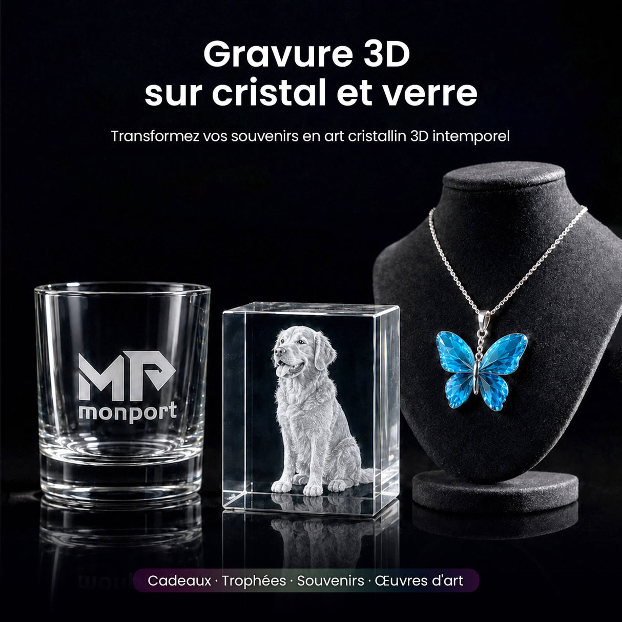 Monport GM 10W PRO Machine de gravure laser UV (gravure intérieure) – Marquage laser UV professionnel avec technologie laser froid 355 nm
