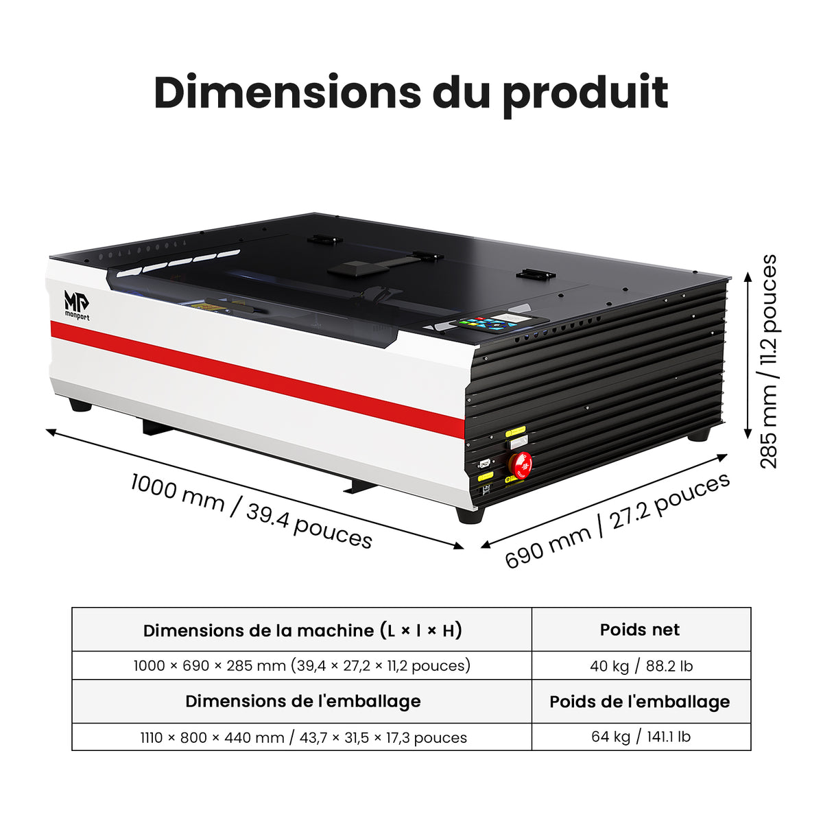 Monport Reno65 Pro Vision 65W – Machine de gravure et de découpe laser CO₂ de bureau (600x400mm) avec caméra HD 8MP, support de mise au point automatique magnétique et système de refroidissement par eau intégré
