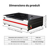 Monport Reno65 Pro Vision 65W – Machine de gravure et de découpe laser CO₂ de bureau (600x400mm) avec caméra HD 8MP, support de mise au point automatique magnétique et système de refroidissement par eau intégré
