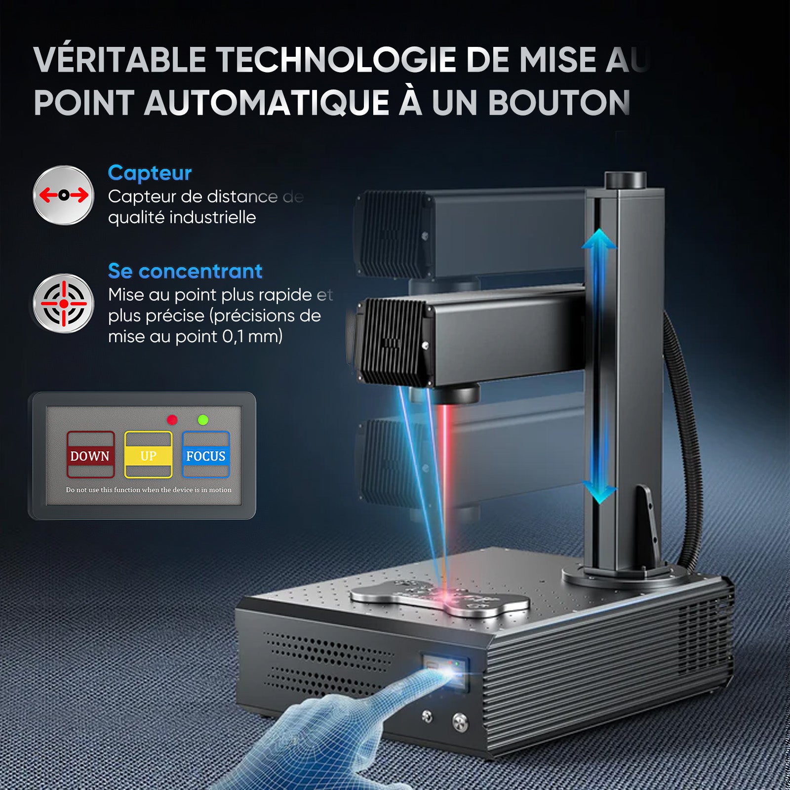 Monport GA Graveur & marqueur laser à fibre MOPA intégré amélioré 60W avec Mise au Point Automatique