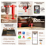 Machine de gravure et de découpe laser CO₂ de bureau Monport Reno 65 Pro (600x400mm) et 65 Pro Vision, équipée d'une caméra HD 8MP et d'une fonction de remplissage automatique intelligente