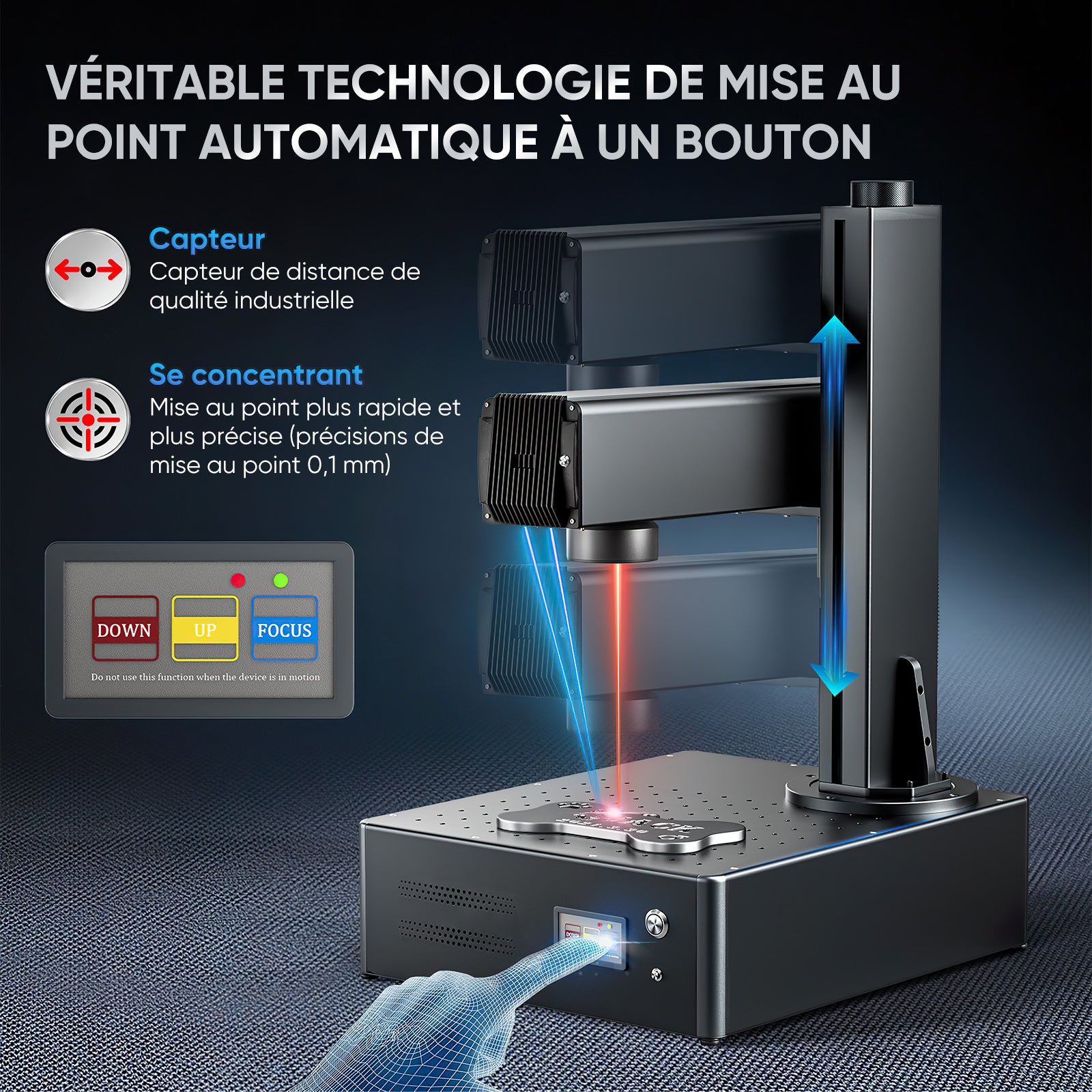 Monport GA Graveur & marqueur laser à fibre intégré amélioré 30W avec Mise au Point Automatique