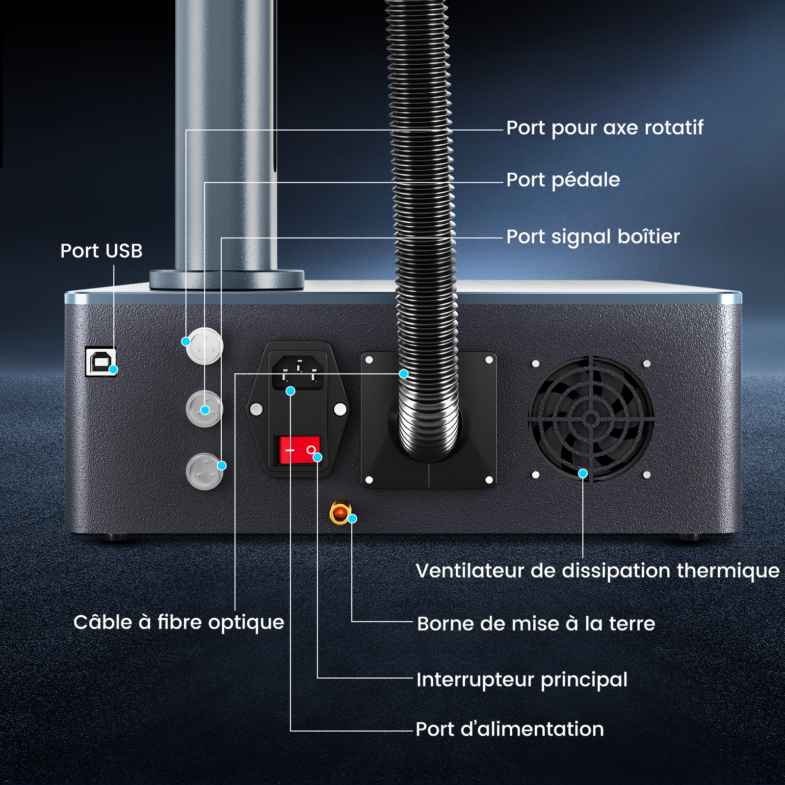 Machine de gravure et de marquage laser à fibre intégrée Monport GM 50W Pro avec mise au point automatique - Machine