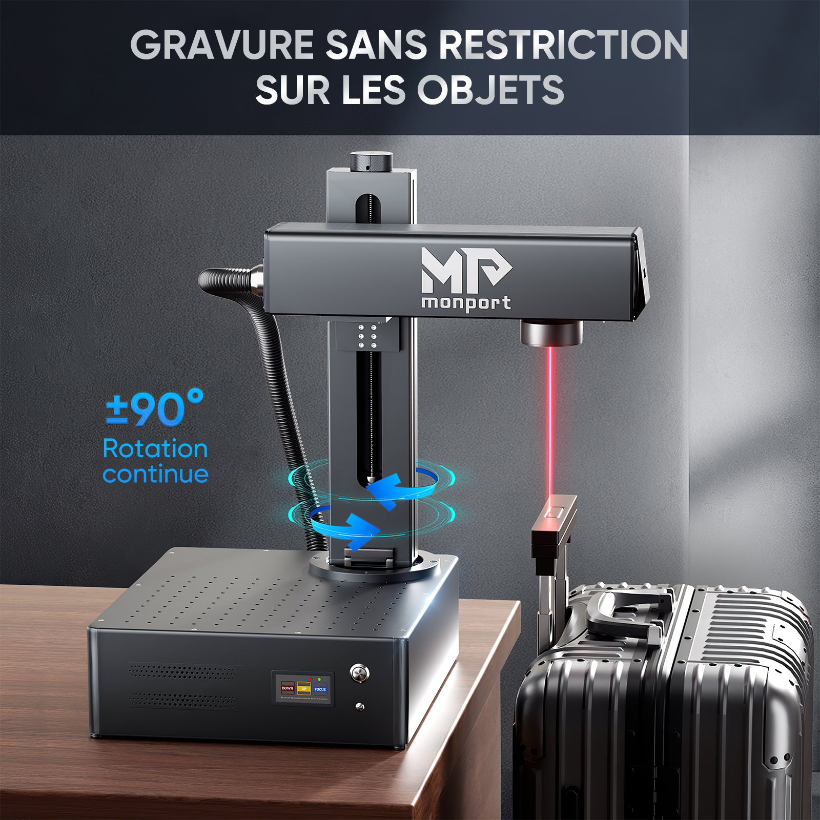 Monport GA Graveur & marqueur laser à fibre intégré amélioré 30W avec Mise au Point Automatique