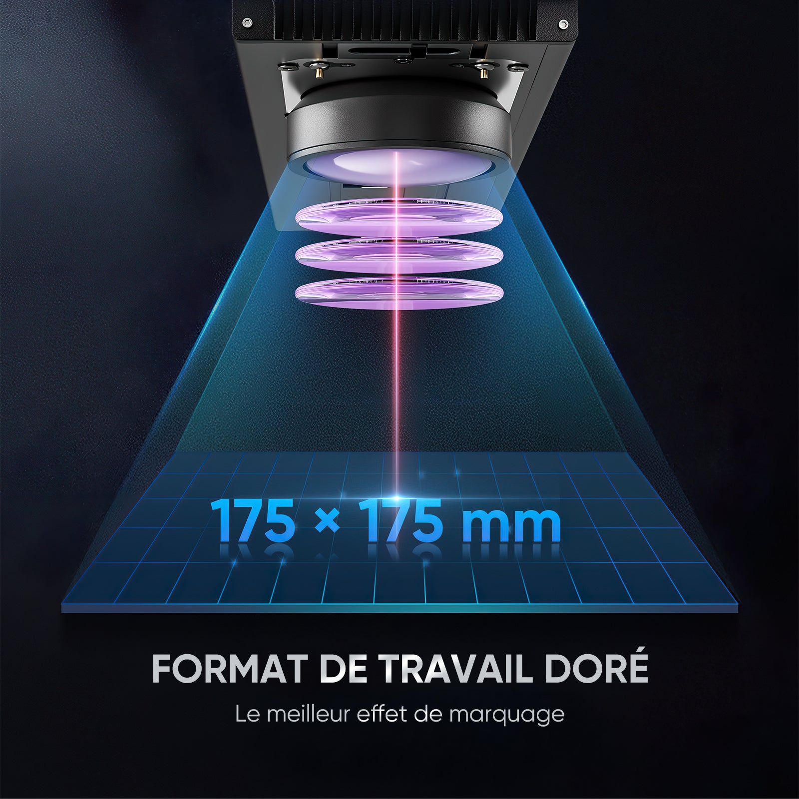 Monport GA Graveur & marqueur laser à fibre MOPA intégré amélioré 100W avec Mise au Point Automatique