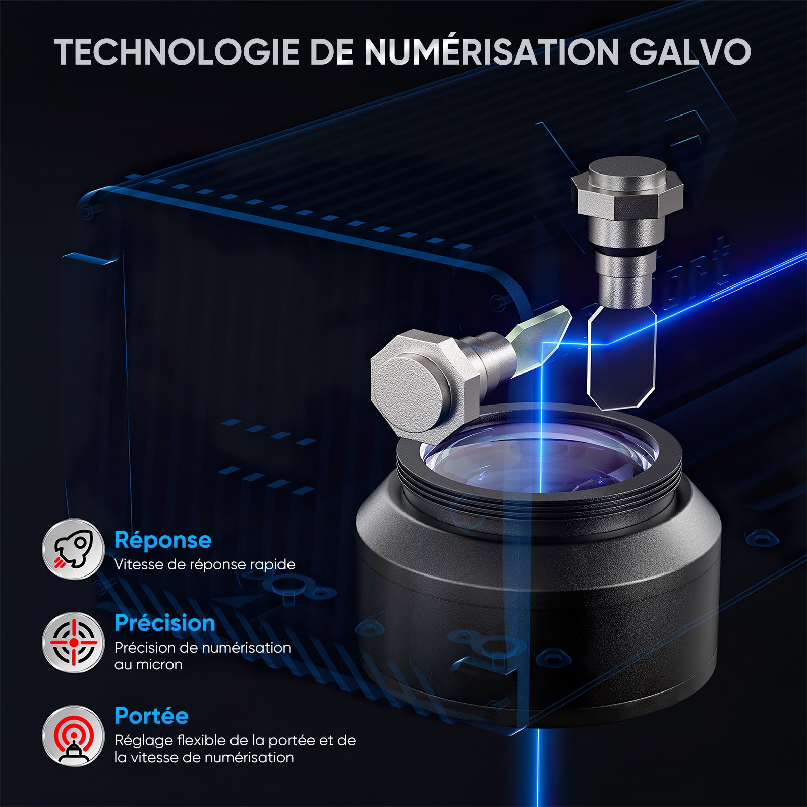 Monport GA Graveur & marqueur laser à fibre MOPA intégré amélioré 100W avec Mise au Point Automatique
