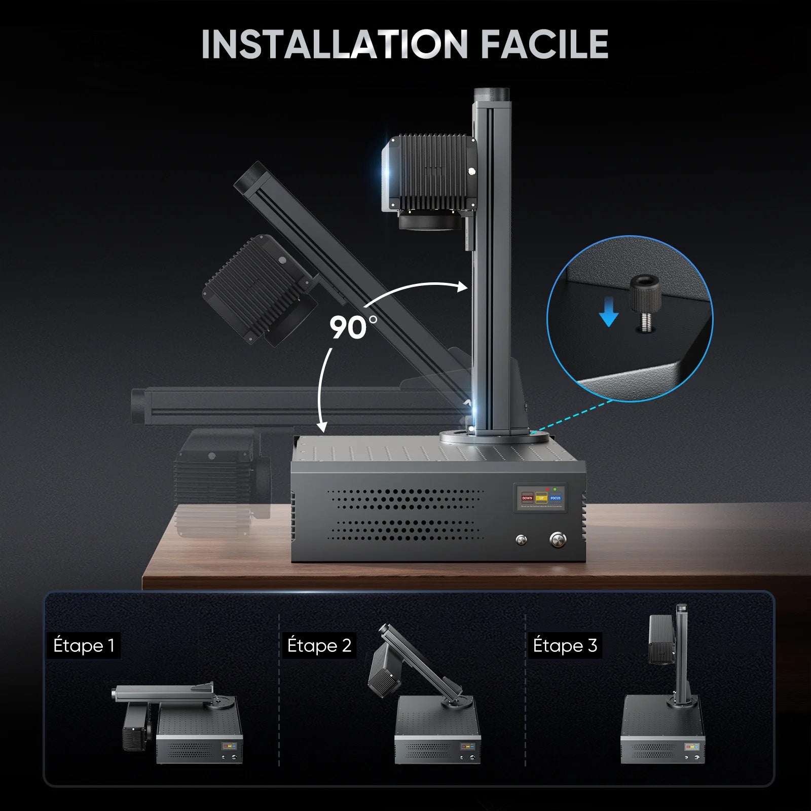 Monport GA Graveur & marqueur laser à fibre MOPA intégré amélioré 60W avec Mise au Point Automatique