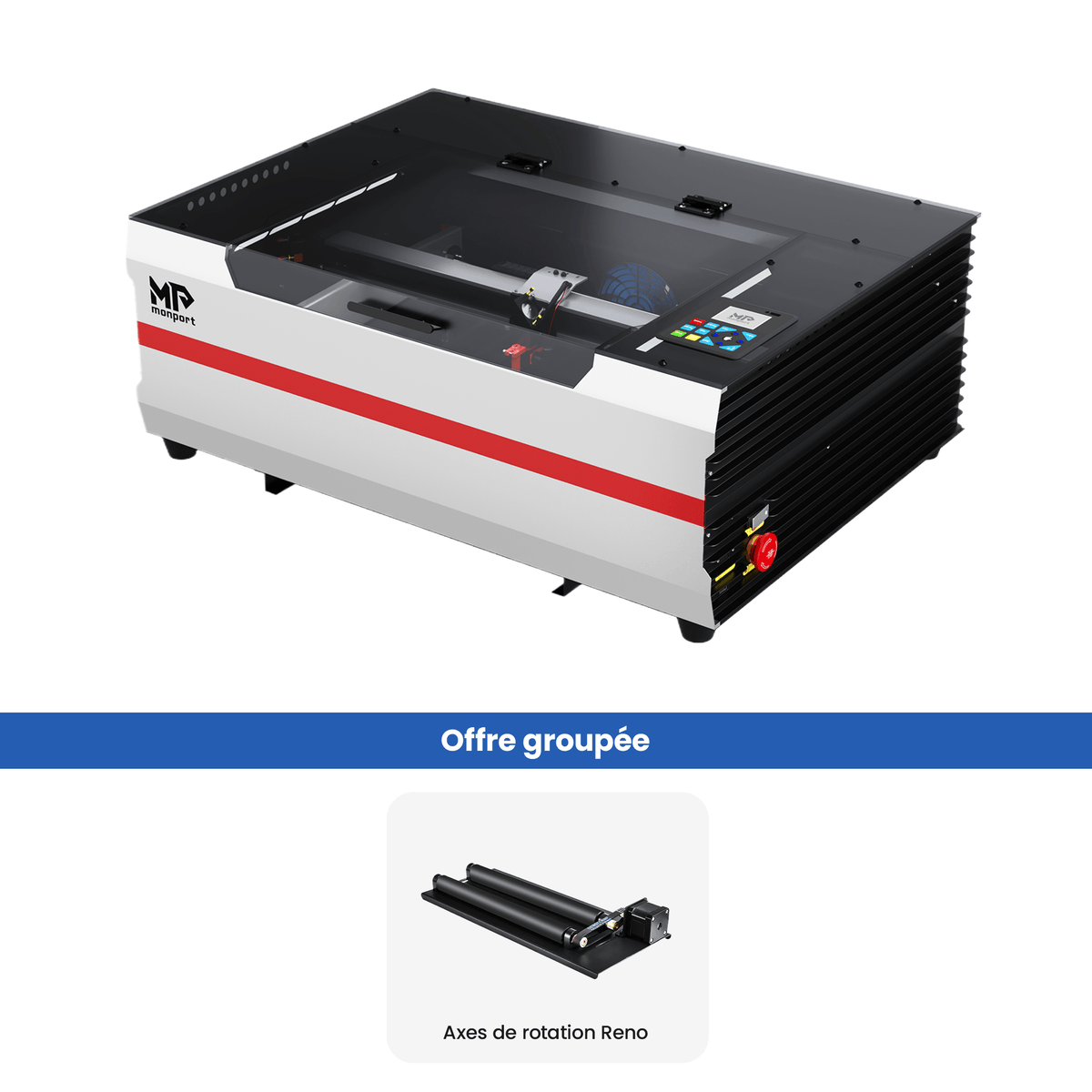 Monport Reno45 Pro 45W Graveuse et découpeuse laser CO2 de bureau (400×300mm) avec un tout nouveau système Mise au point automatique assistée