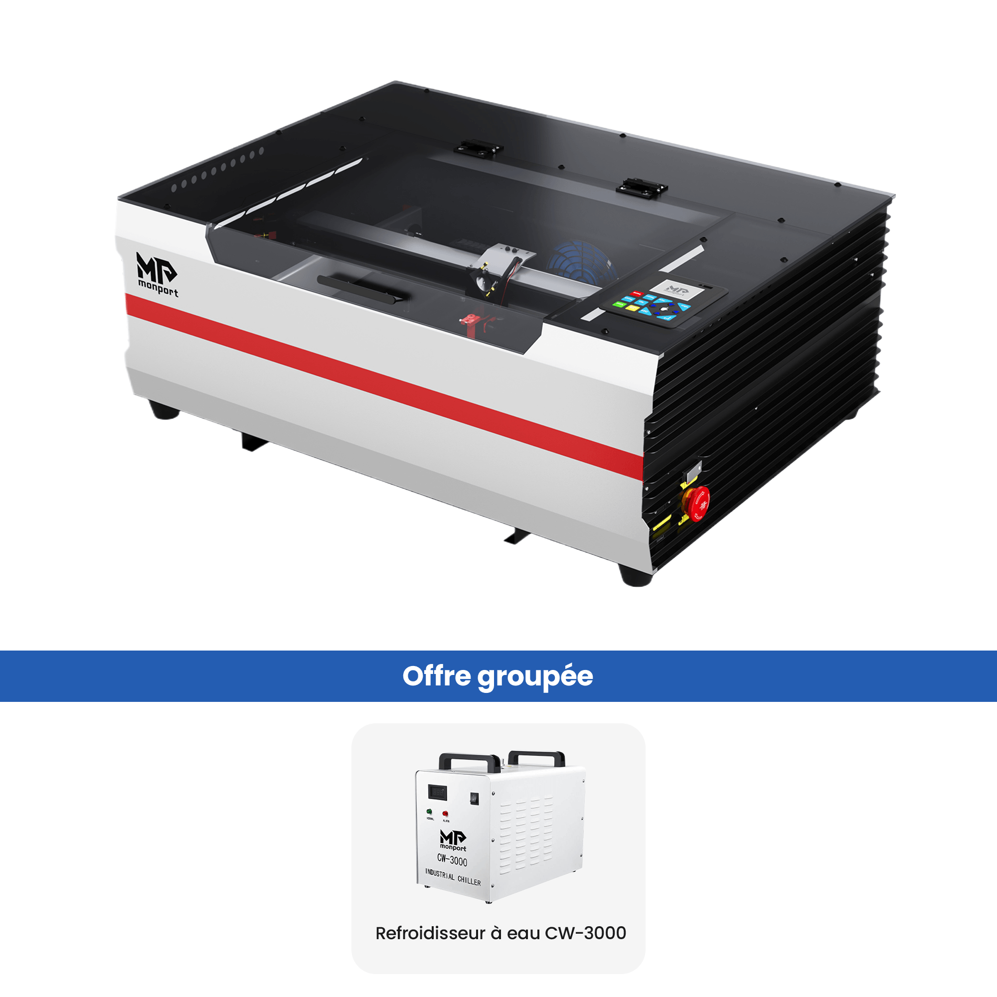 Monport Reno45 Pro 45W Graveuse et découpeuse laser CO2 de bureau (400×300mm) avec un tout nouveau système Mise au point automatique assistée