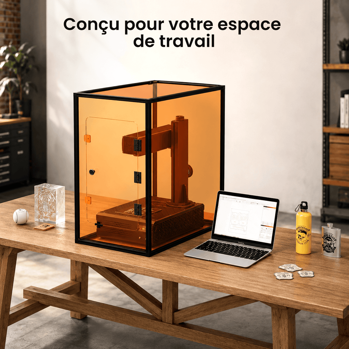 Boîtier de gravure laser monport pour intégration de lasers à fibre