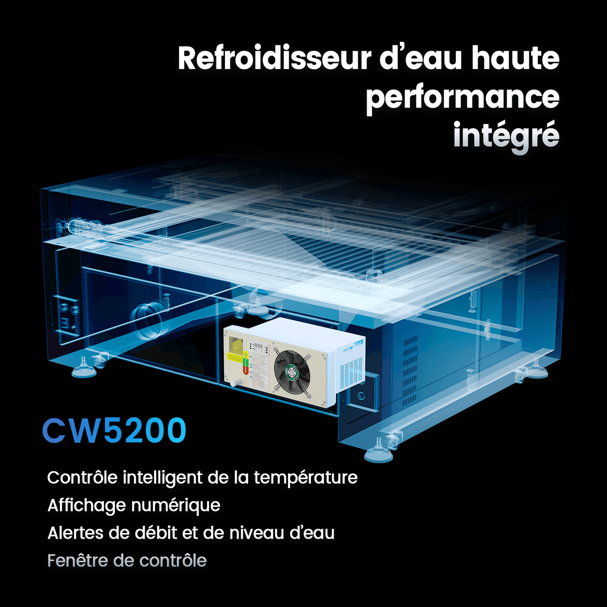 Monport Effi9S Laser CO₂ de gravure et de découpe amélioré 90 W (914 × 610 mm) avec mise au point automatique et refroidisseur d’eau intégré 4,9 (18 avis)