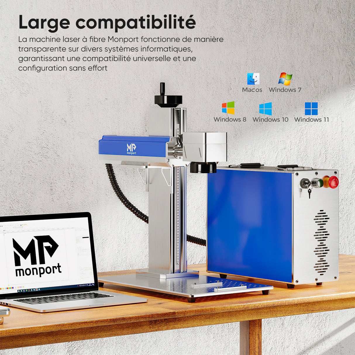 Monport 30W Graveur laser à fibre (5.9" x 5.9") & machine de marquage