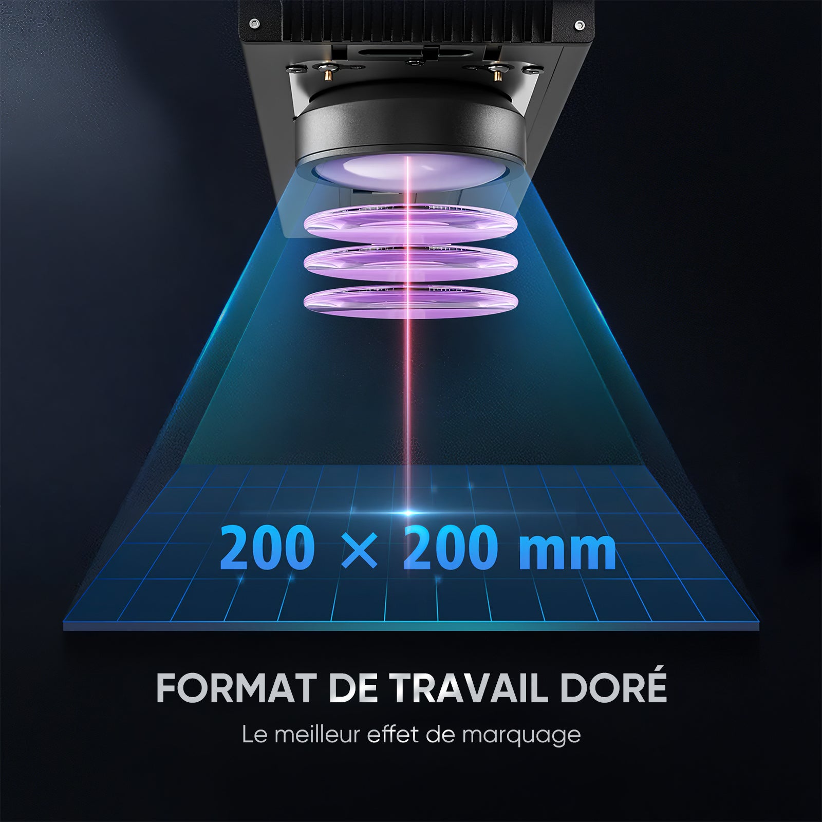 Monport GA Graveur & marqueur laser à fibre intégré amélioré 50W avec Mise au Point Automatique