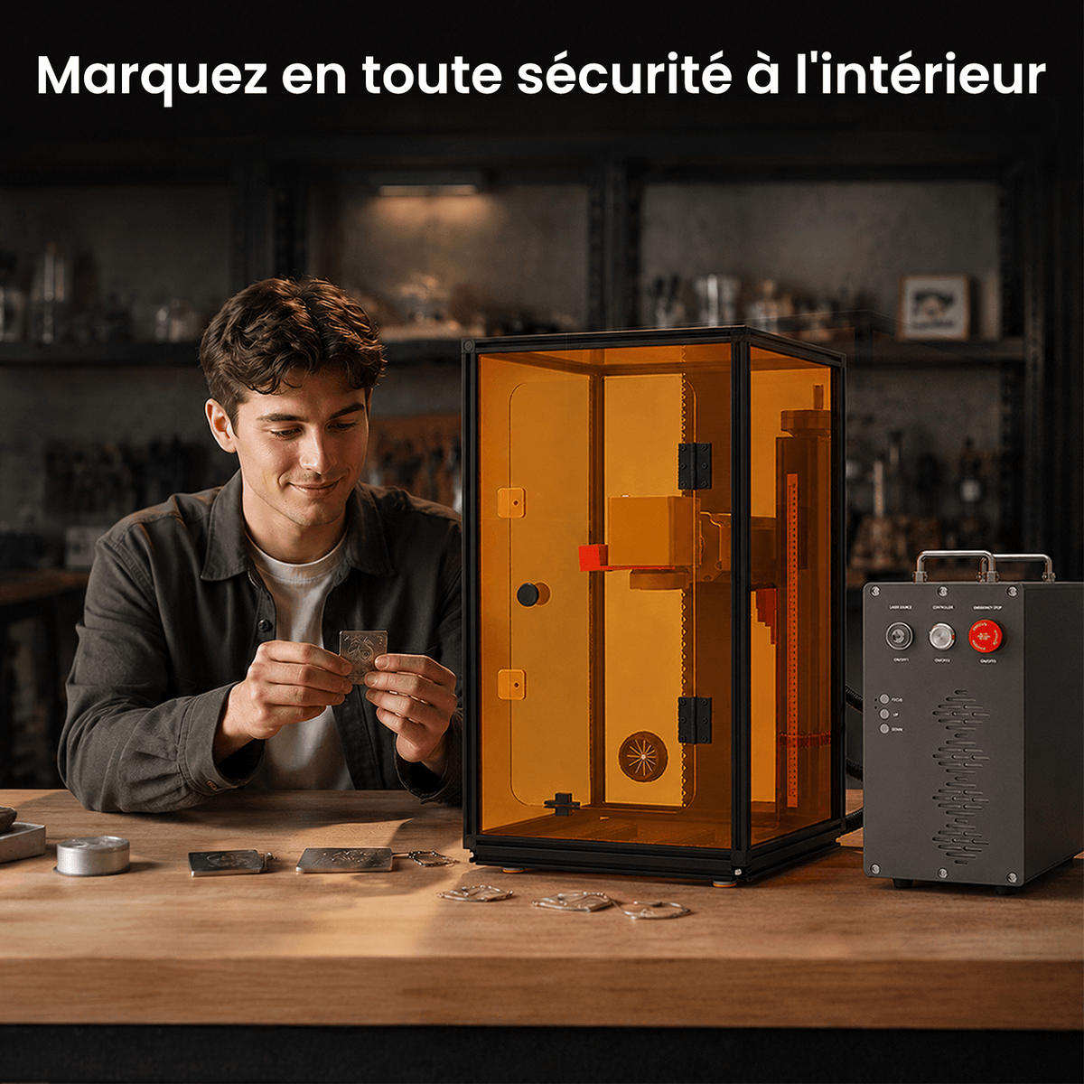 Monport Boîtier de gravure laser pour les lasers à fibre GT & GPro (avec interrupteur de sécurité porte)