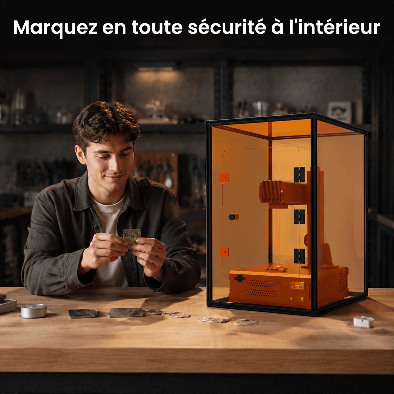 Boîtier de gravure laser monport pour intégration de lasers à fibre