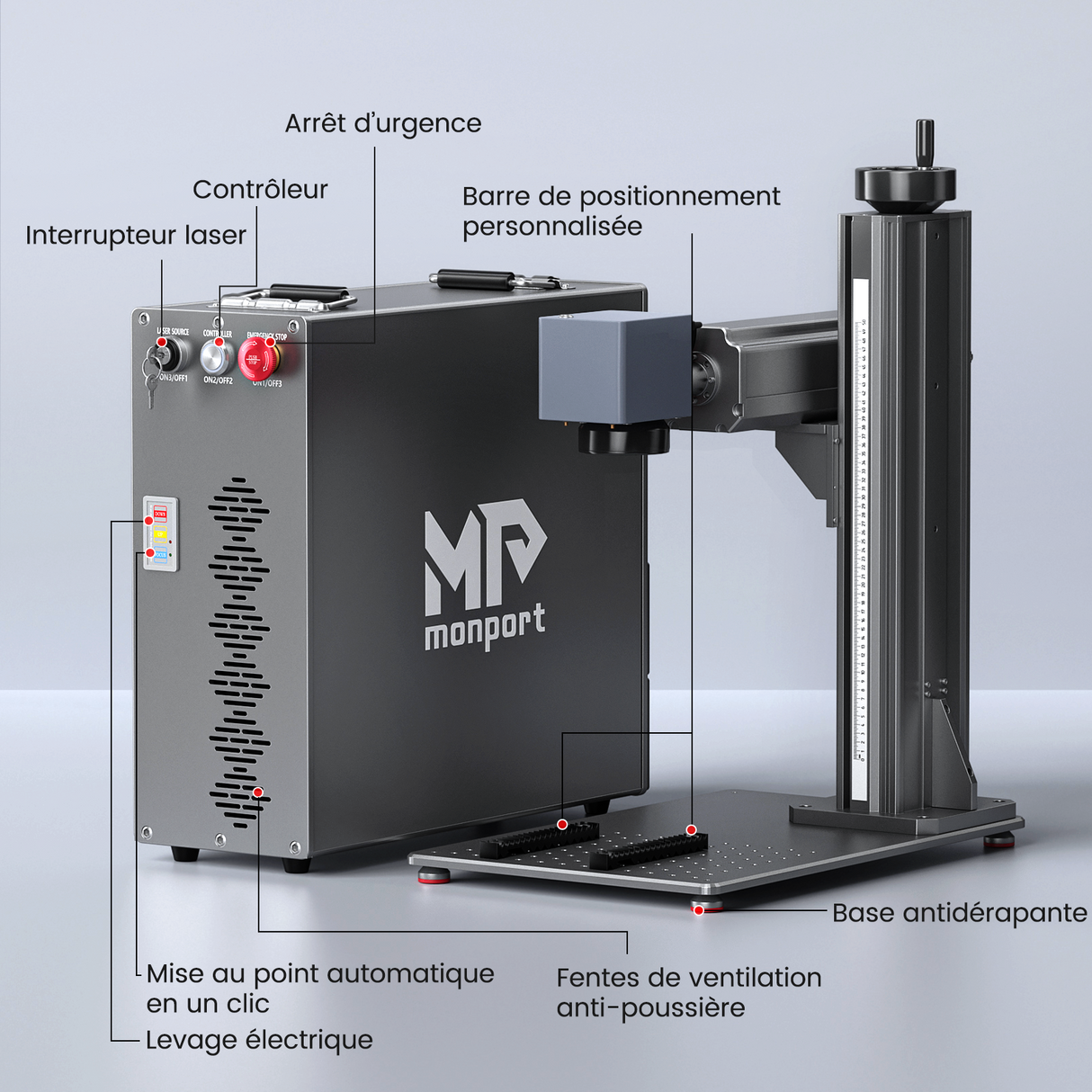 Monport GT 200W Split MOPA & Autofokus-Faserlaser-Gravierer & Farbemarkierungsmaschine