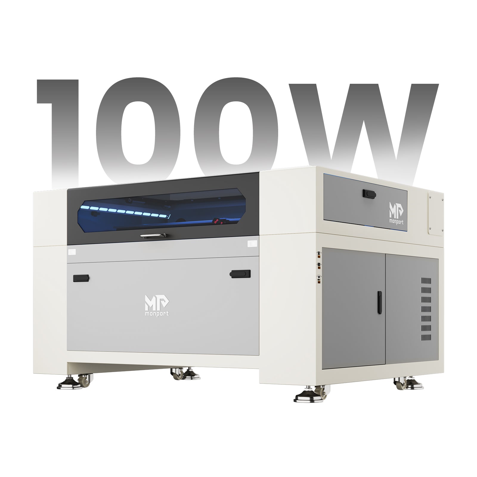 Monport Effi 10S version améliorée machine de gravure et de découpe laser CO2 100W avec fonction de mise au point automatique et refroidisseur d'eau intégré