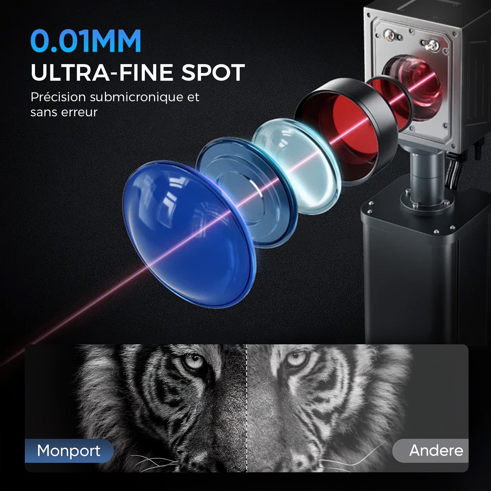 Monport 30W Graveur & marqueur laser à fibre (175 x 175 mm) GPro MOPA avec focalisation manuelle