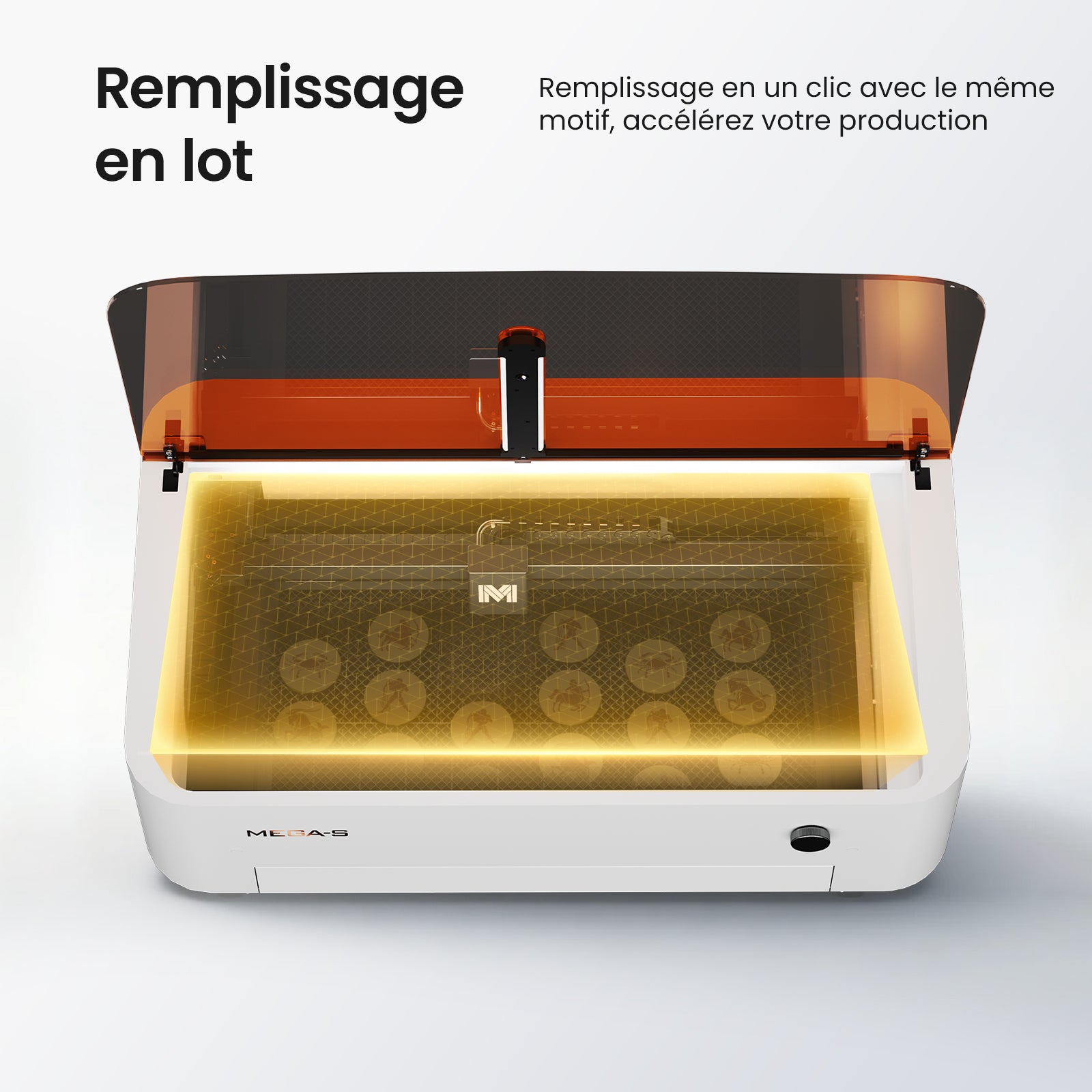 Monport MegaS – Mise à niveau de la série Mega : graveuse et découpeuse laser CO₂ 70 W avec précision intelligente