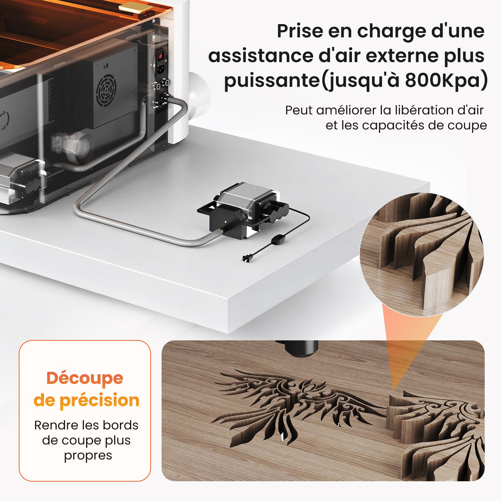 Monport MegaS – Mise à niveau de la série Mega : graveuse et découpeuse laser CO₂ 70 W avec précision intelligente