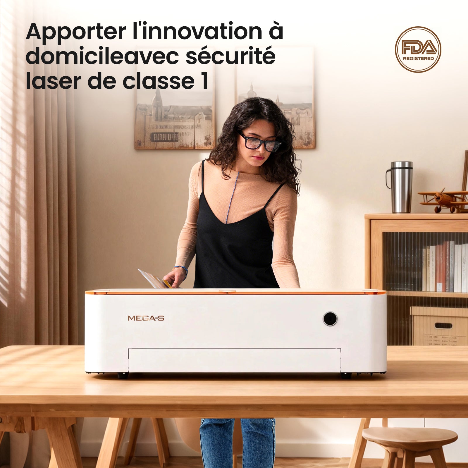 Monport MegaS – Mise à niveau de la série Mega : graveuse et découpeuse laser CO₂ 70 W avec précision intelligente