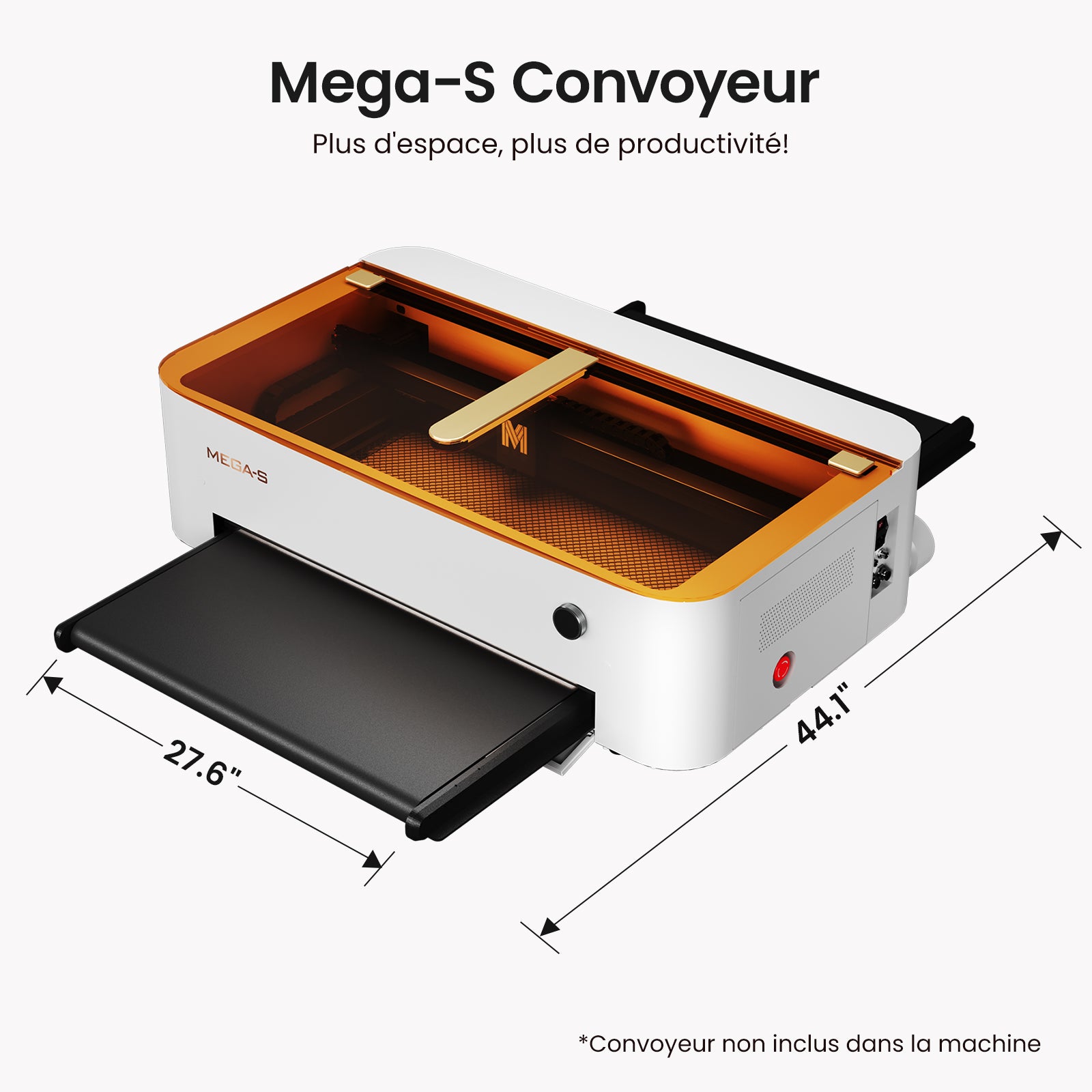 Monport MegaS – Mise à niveau de la série Mega : graveuse et découpeuse laser CO₂ 70 W avec précision intelligente