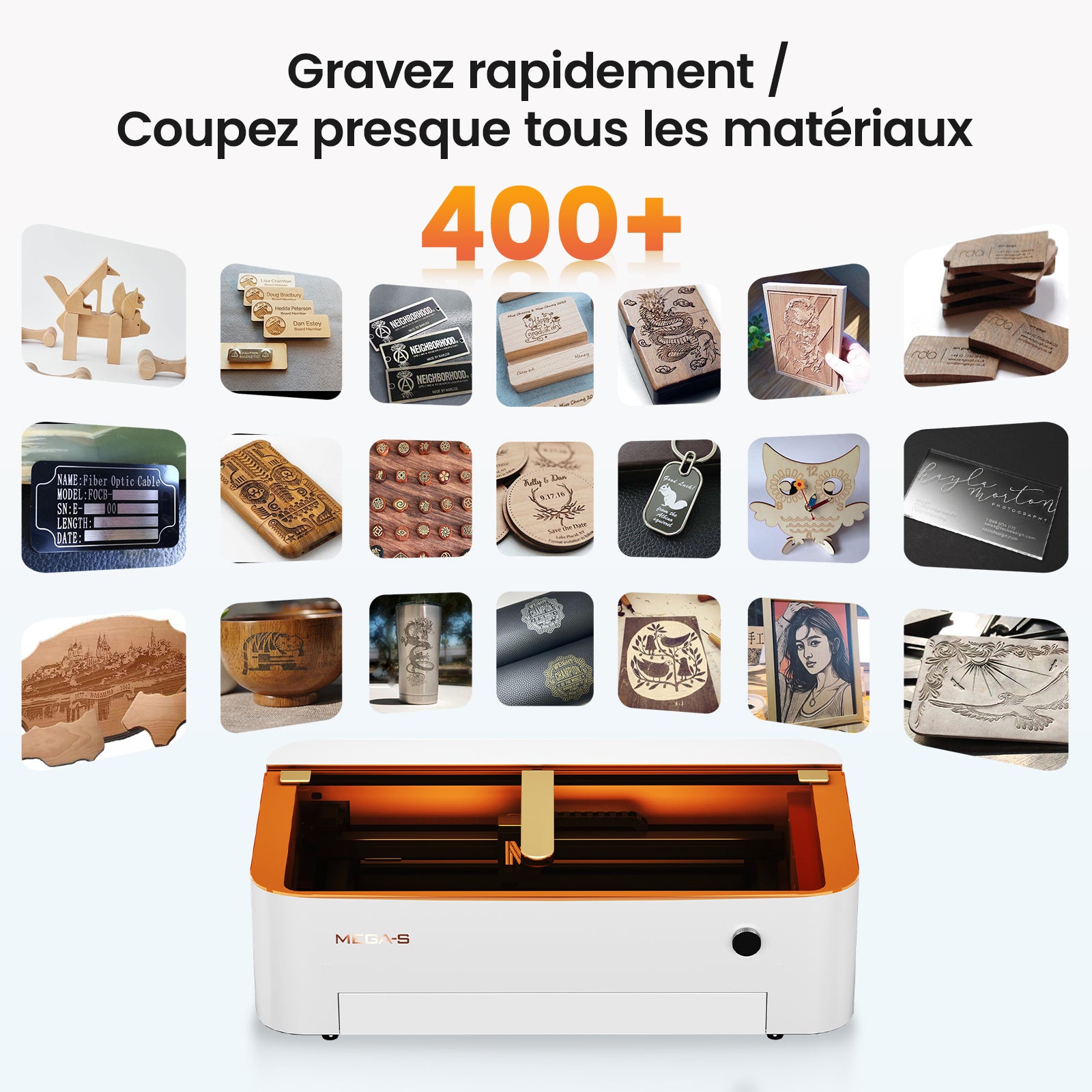 Monport MegaS – Mise à niveau de la série Mega : graveuse et découpeuse laser CO₂ 70 W avec précision intelligente
