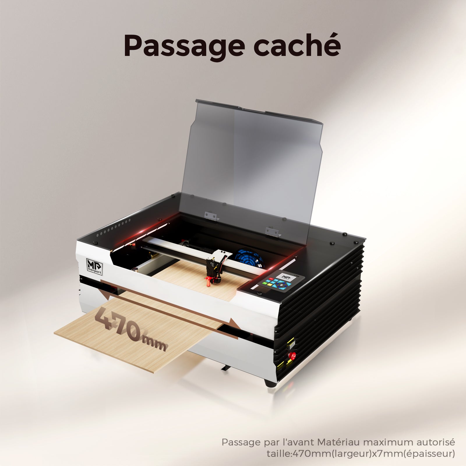 Monport Reno45 Pro 45W Graveuse et découpeuse laser CO2 de bureau (16