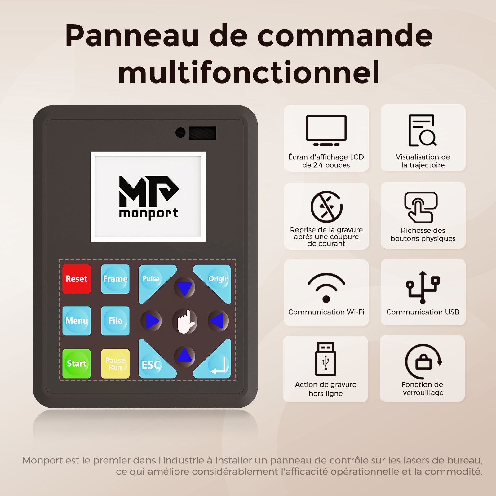 Monport Reno45 Pro 45W Graveuse et découpeuse laser CO2 de bureau (16